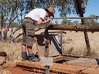 36-Laurie samples the good quality water at Well 46